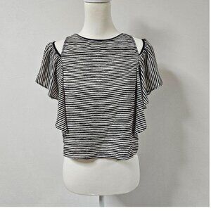 Zara Zebra Pattern Cropped Cold Shoulder Summer Top Size Small